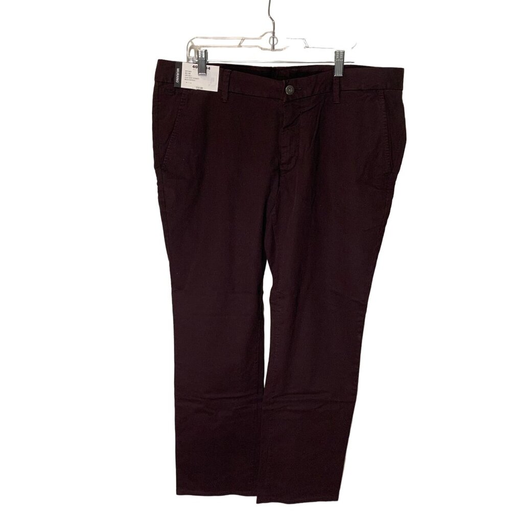 Murano Mens Pants 40x34 Deep Wine Button Closure Mid-Rise Cotton